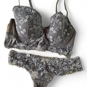 Adore Me Grey Lace Bra Set